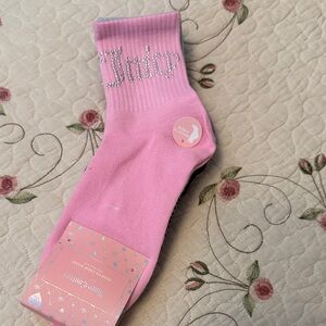 Juicy Couture Pink Rhinestone Logo Socks